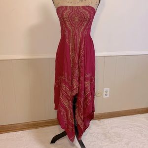 Lola P Sleeveless Women’s Pink Elastic Bust High-Low Boho Dress